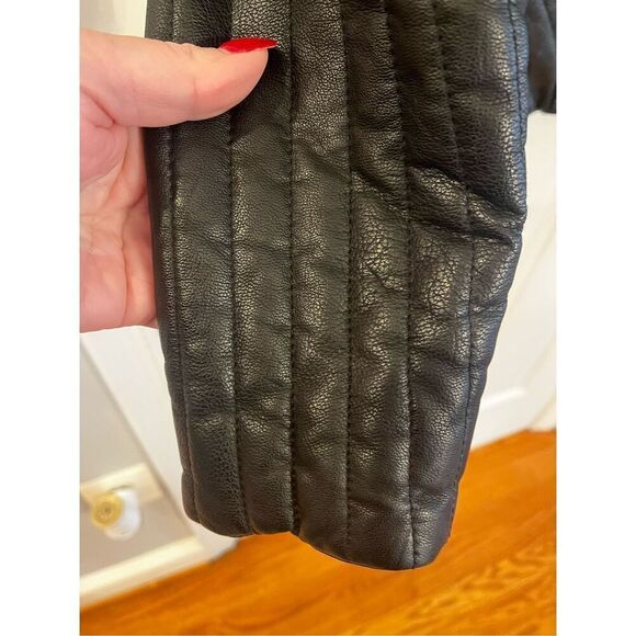 Guess Black Faux Leather Moto Jacket sz S EUC - Picture 4 of 9